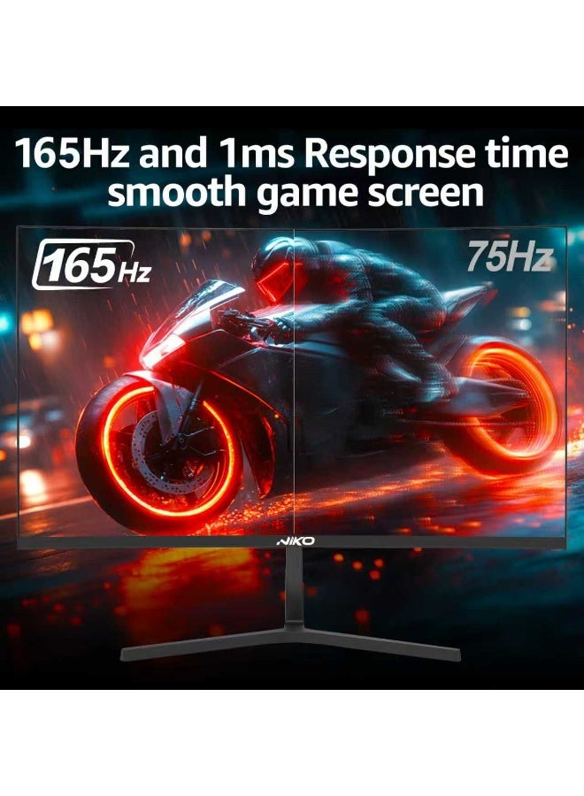 نيكو شاشة ألعاب نيكو منحنية 27 بوصة دقة 2K QHD، معدل تحديث 165 هرتز، دقة 2560x1440، استجابة 1 مللي ثانية، منافذ DisplayPort وHDMI، تقنية حماية العين، موديل 27NMSX - أسود - Image 3